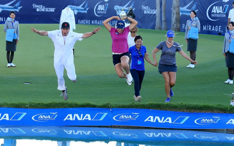 2016년 리디아 고, 우승 기념 입수 세리머니. / 사진=연합뉴스