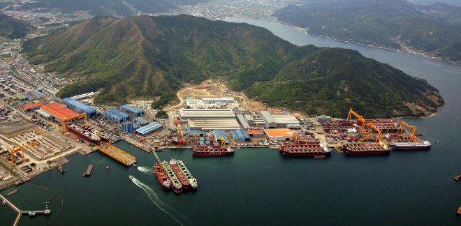 경상남도 통영시 광도면 안정산업단지에 소재한 HSG성동조선 조선소 전경. 사진= HSG성동조선