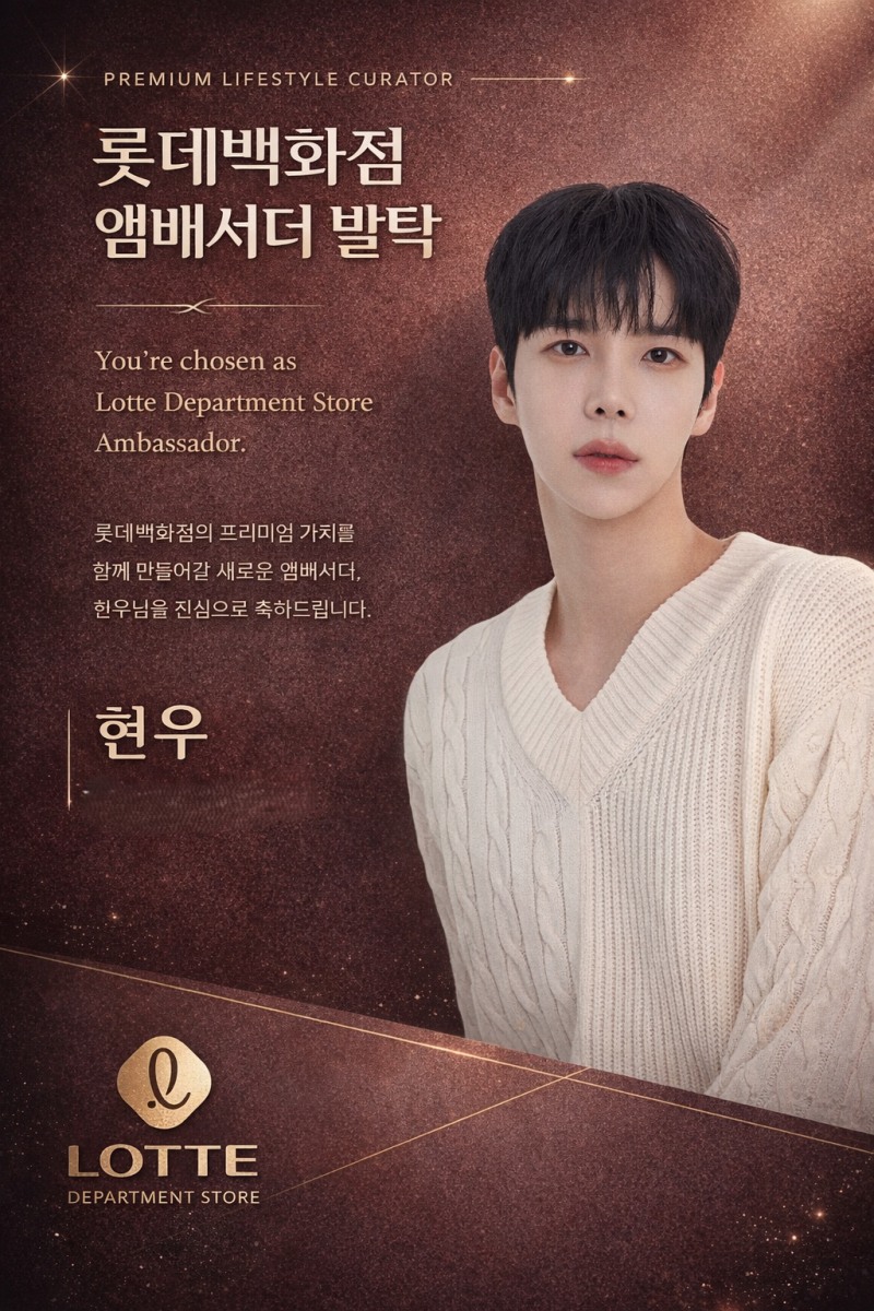 배우 현우, 롯데백화점 앰버서더 선정…“프리미엄 라이프스타일과 부합”