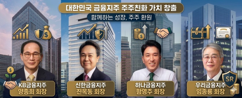 양종희(왼쪽부터) KB금융지주 회장, 진옥동 신한금융지주 회장, 함영주 하나금융지주 회장, 임종룡 우리금융지주 회장. 사진=각사.