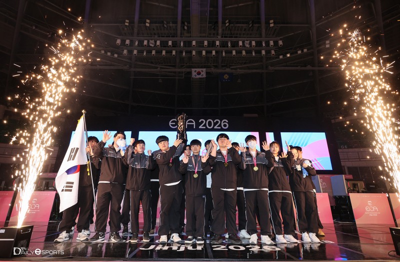 시상식을 마치며 대한민국 선수들이 환호했다.