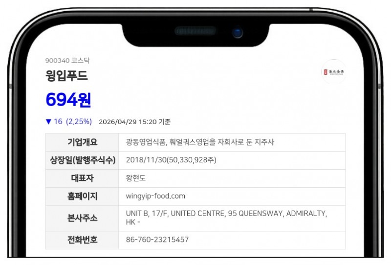 윙입푸드 주식병합으로 거래 정지…2026년 5월 6일부터 효력 발생