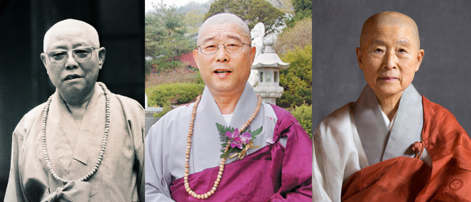 (왼쪽부터) 송암스님, 일운스님, 동희스님. (사진제공=국악방송)