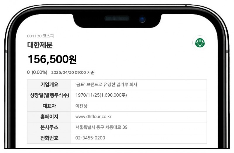 대한제분, 주식분할로 최대주주 및 특수관계인 보유 주식 10배 급증…지분율은 그대로