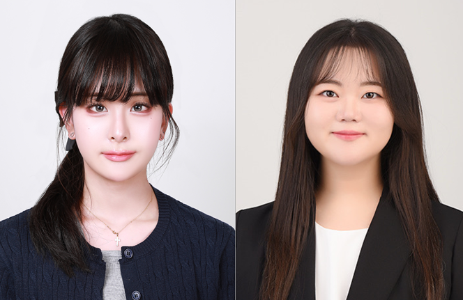 '2026 한국인지행동치료학회 춘계 학술대회' 포스터 발표에서 최우수상과 우수상을 수상한 성신여대 일반대학원 심리학과 박하은(왼쪽)・변진현 학생(오른쪽) 석사과정생. (사진제공=성신여대)