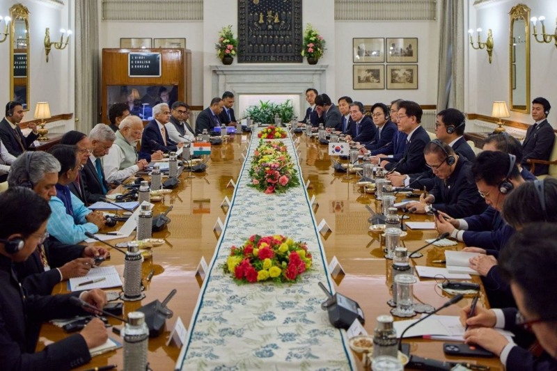 이재명 대통령과 나렌드라 모디 인도 총리가 지난 20일 인도 뉴델리에서 정상회담을 열었다(출처: 청와대)