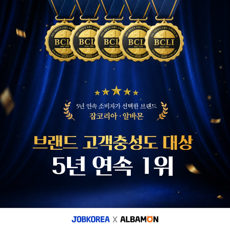 잡코리아·알바몬, '2026 브랜드 고객충성도 대상' 5연속 동반 수상