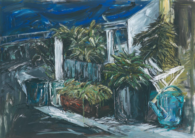 허찬미 Heo Chanmi, Between ground and wall, 2024, Acrylic on canvas, 162.1 × 227.3 cm