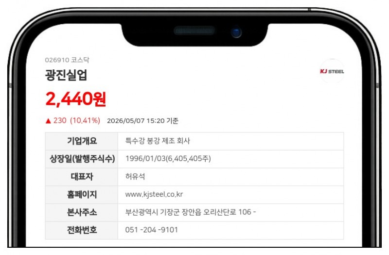 광진실업, 운영자금 20억원 확보 위해 제3자배정 증자... 신주 발행가 1,960원