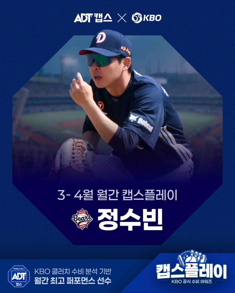 두산 정수빈, 월간 캡스플레이 첫 수상. / 사진=연합뉴스