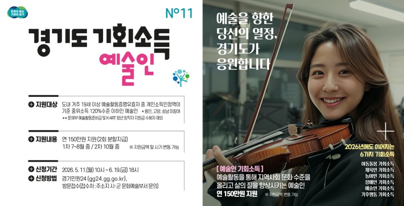 경기도 예술인 기회소득 사업 신청 포스터