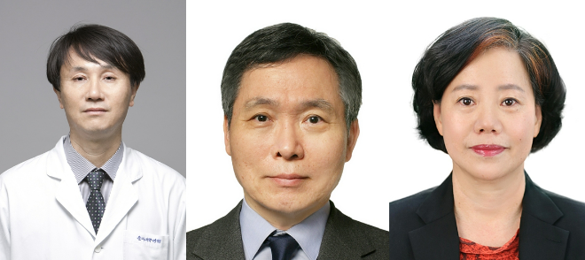 (왼쪽부터) 을지대학교 의과대학 의학과 내과학교실 박강서 교수, 의학과 생화학교실 백행운 교수, 교양학부 문보영 교수. (사진제공=을지대학교)
