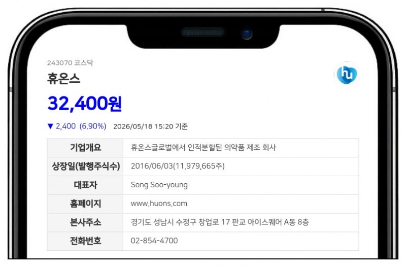 휴온스, 휴온스랩 흡수합병으로 바이오 사업 통합...신주 382만주 발행하고 신약 개발 가속화