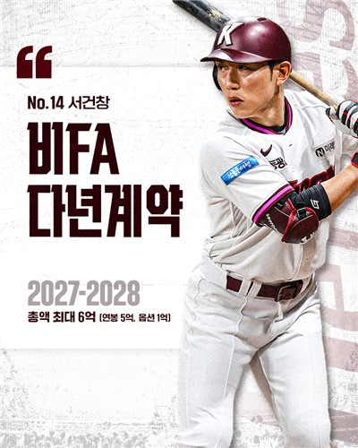 키움, 서건창과 2028년까지 다년계약. / 사진=연합뉴스