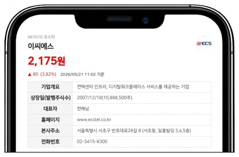 이씨에스, 보통주 1주당 100원 배당…총 10억 8885만원 규모 지급