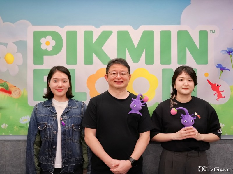 '피크민 블룸' 이벤트를 위해 방한한 나이언틱 재팬 홍제희 매니저, 야마자키 토모 대표, 스다 히유키 디자이너.