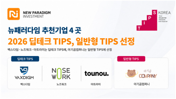 ‘딥테크 팁스’ 백스다임·노즈워크·아트라미, ‘일반형 팁스’ 아기곰컴퍼니 (사진제공=뉴패러다임)