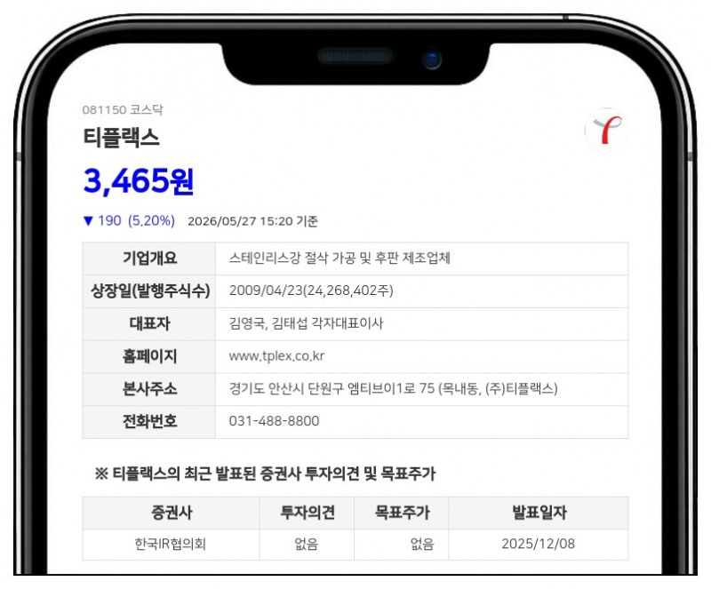 티플랙스, 자사주 5억원 규모 우리사주조합 무상출연... 주식가치 희석은 0.57%로 제한적