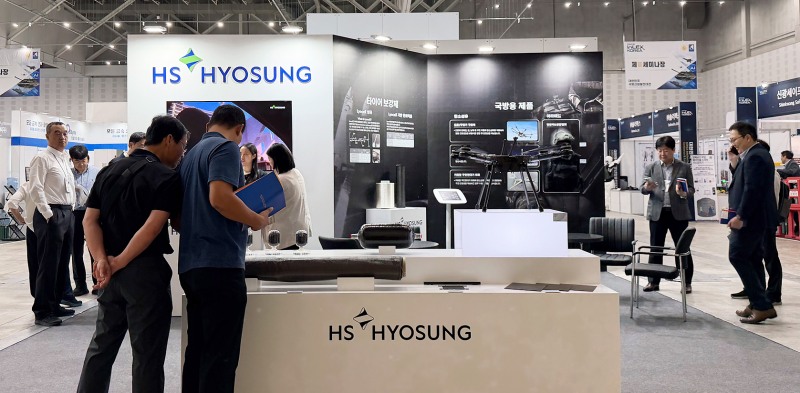 9일 대전컨벤션센터에서 개최한 대한민국 국방산업발전대전내 HS효성첨단소재 부스 모습. 사진=HS효성첨단소재