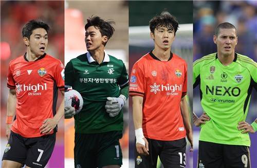 이달의 선수상 후보에 오른 김대원, 김형근, 이기혁, 티아고(이상 왼쪽부터). / 사진=연합뉴스