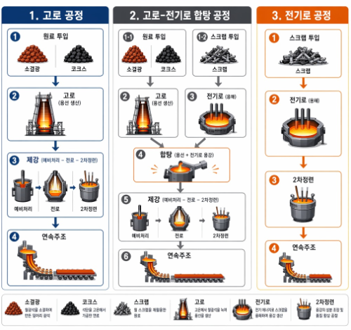 조강 생산과정 비교. 사진= 포스코