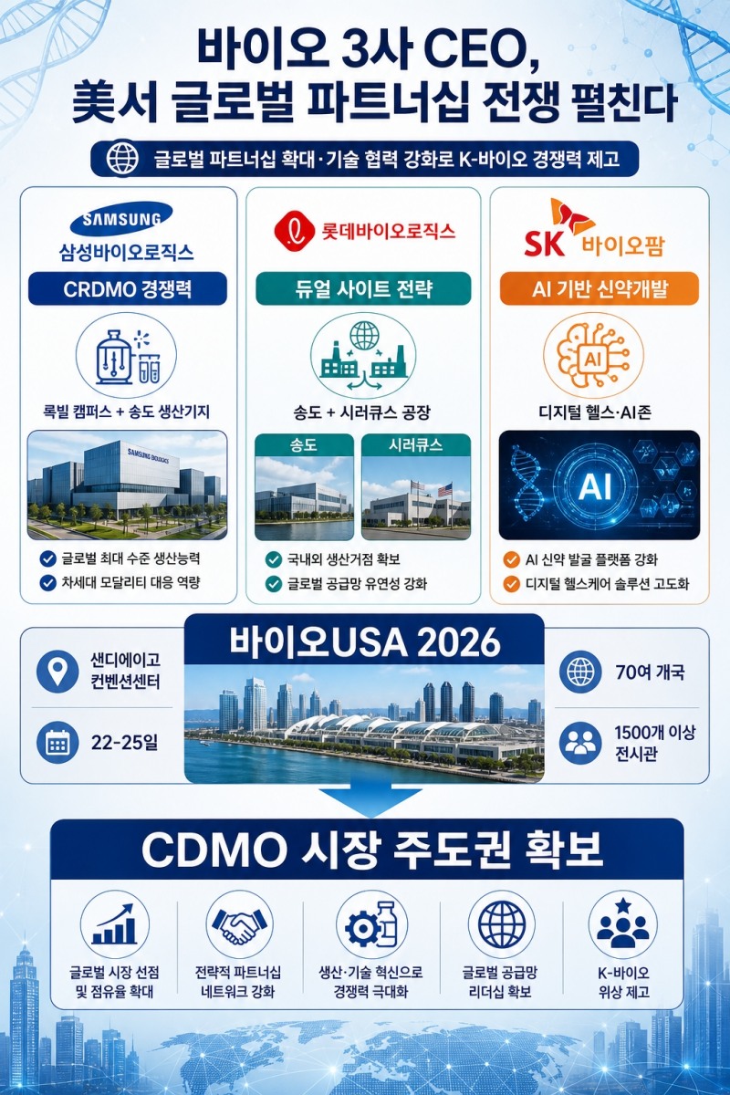바이오 3사 CEO, 美서 글로벌 파트너십 전쟁 펼친다