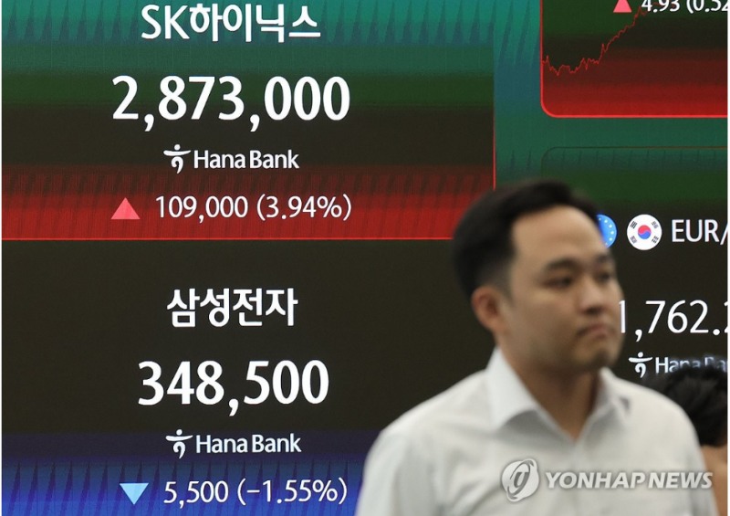 SK하이닉스 주가가 22일 7% 넘게 급등하며 25년만에 삼성전자를 제치고 시총 1위로 올라섰다. 사진=연합뉴스