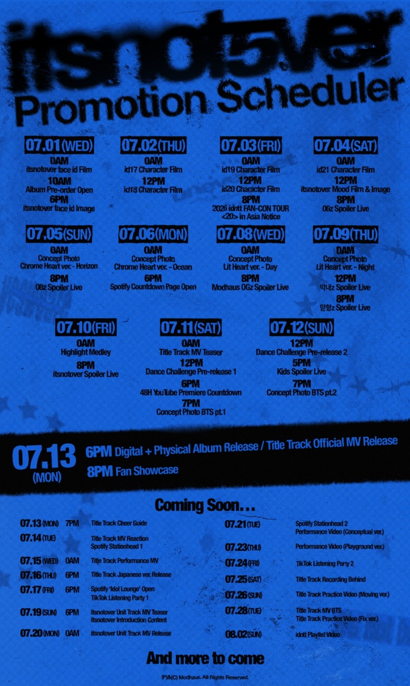 아이덴티티, 7월 13일 새 유닛 합류 앨범 'itsnotover' 발매…프로모션 스케줄러 공개