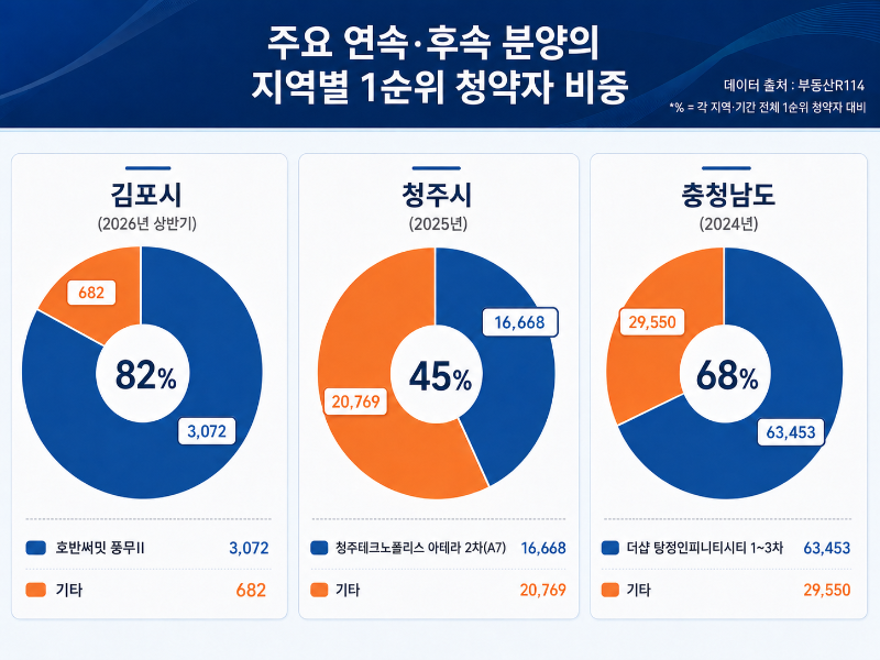 주요 연속·후속 분양의 지역별 1순위 청약자 비중/부동산R114