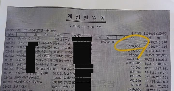 뉴시스가 확보한 서울 서초구 방배5구역 주택 재건축 정비사업 조합 회계자료./방배5구역 조합원.뉴시스