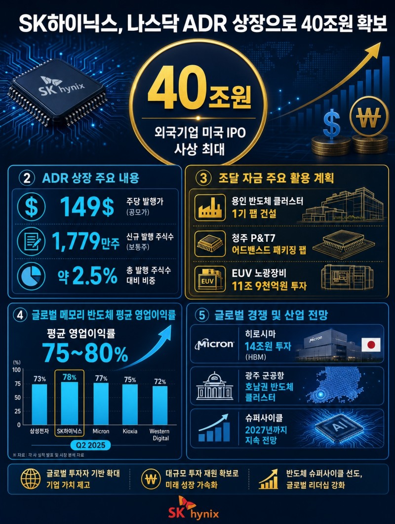 SK하이닉스, 나스닥 ADR 상장으로 40조원 확보