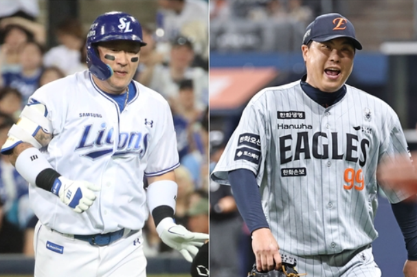 삼성 최형우(왼쪽)와 한화 류현진. / 사진=연합뉴스