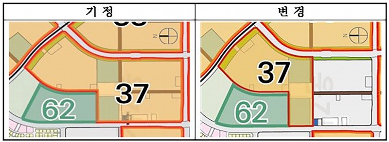 성남 분당 한솔4단지, 리모델링 단지(한솔 5‧6단지) 제외 예정구역 지정(37구역 구역도). /성남시