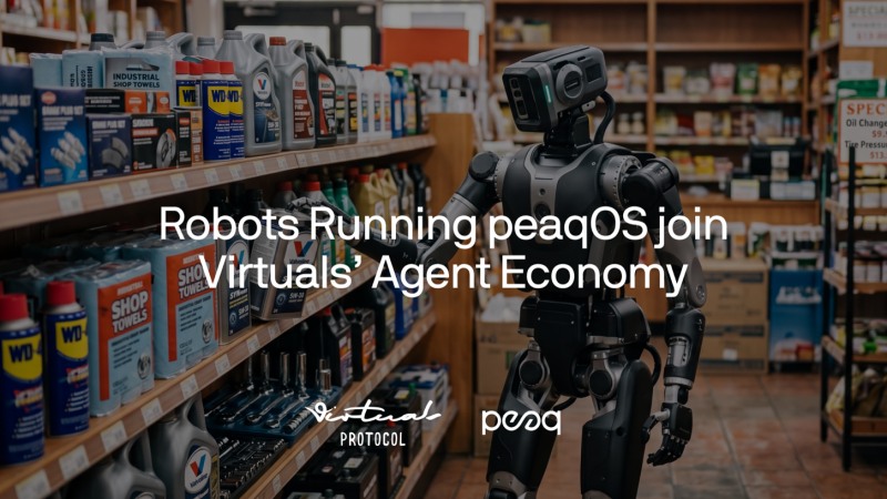 피크(peaq)가 버추얼스(Virtuals)와의 통합을 통해 peaqOS를 구동하는 로봇과 기계가 스스로 필요한 서비스를 찾고 확보할 수 있는 에이전트 커머스 환경을 제공한다