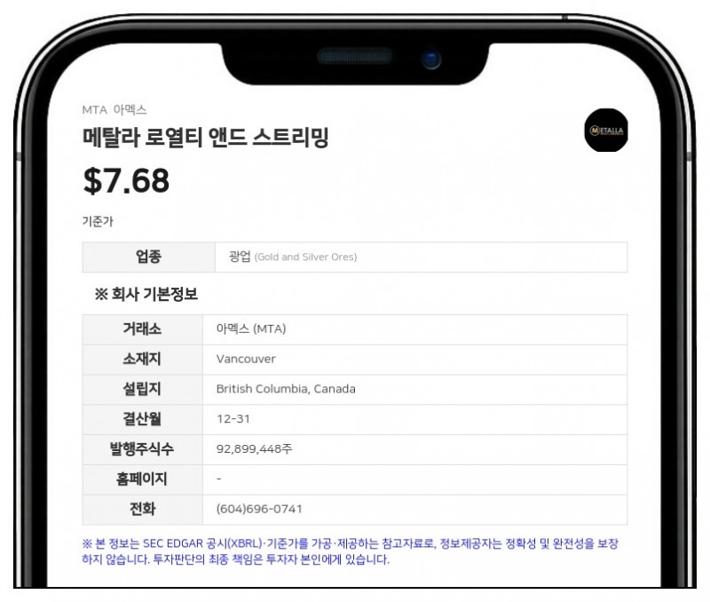 테더 글로벌 인베스트먼트 펀드 등, 메탈라 로열티 앤드 스트리밍 지분 공동 보고 합의