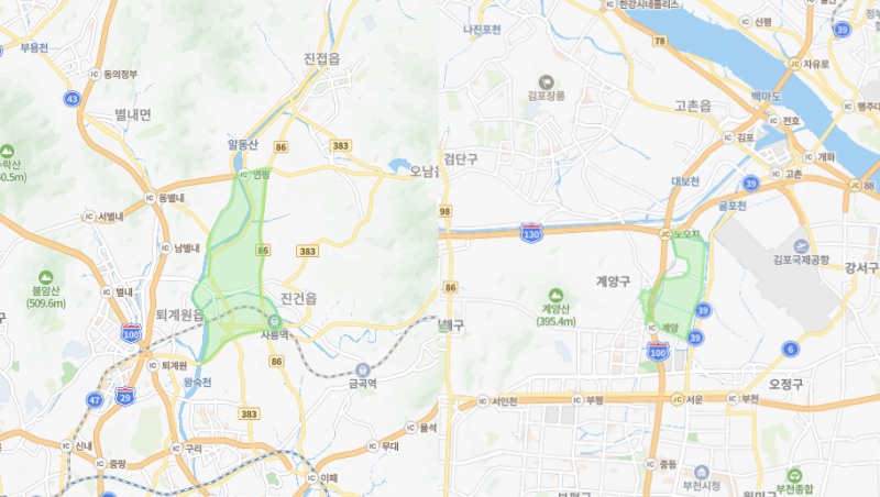 (왼쪽부터)남양주 왕숙지구, 인천 계양지구 위치도/3기신도시 홈페이지 캡처