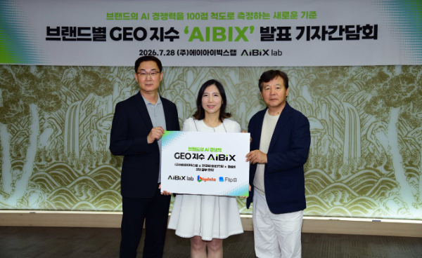 (왼쪽부터) 김준현 에이아이빅스랩 대표, 손은경 플립비 대표, 김세을 한국빅데이터학회 상임이사가 28일 서울 중구 한국의집에서 ‘AIBIX 측정 방법론 고도화와 관련 산업 발전을 위한 3자 업무협약’을 체결했다.