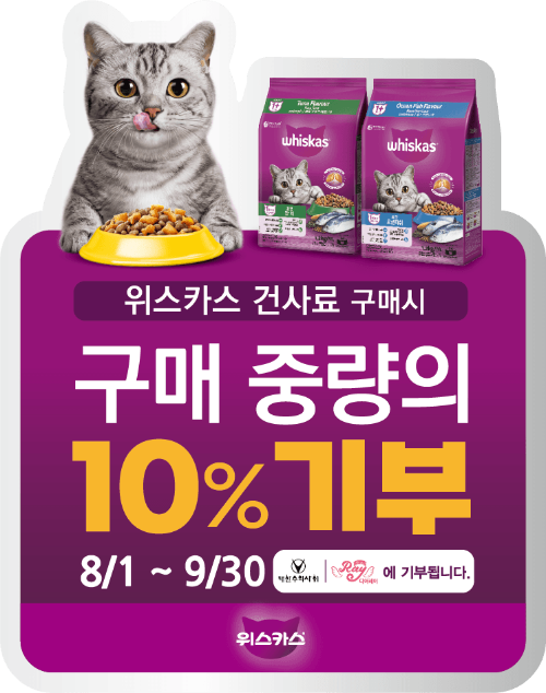 한국마즈, 고양이의 날 맞아 위스카스 사료 기부 프로모션 진행