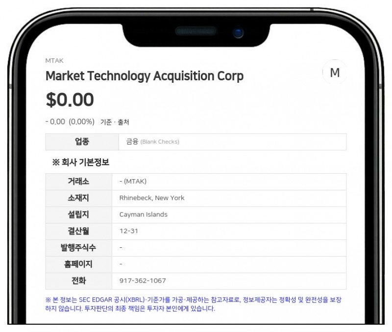 마켓 테크놀로지 어퀴지션, 스폰서 및 CEO와 대량보유 공동 보고 합의