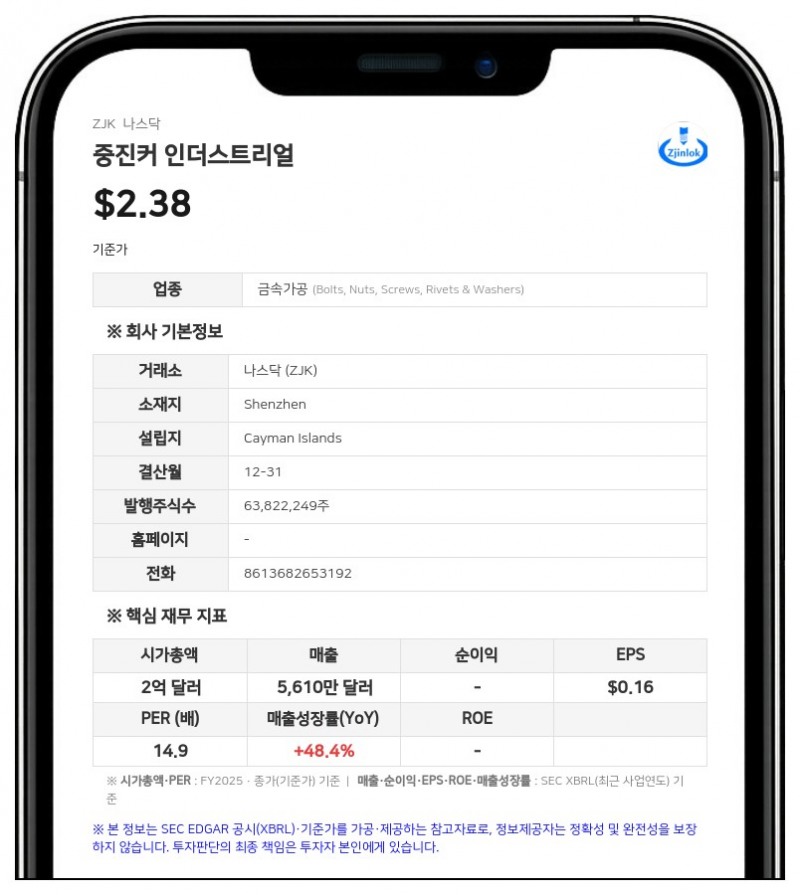 중진커 인더스트리얼, 최대 980만 달러 규모 클래스 A 보통주 ATM 발행 추진