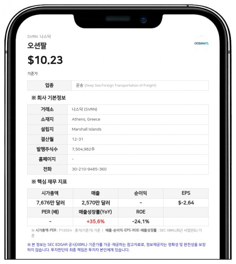 오션팔 주요 주주 세미라미스 팔리우, 지분율 3.74%로 하락…대량보유 보고 종료