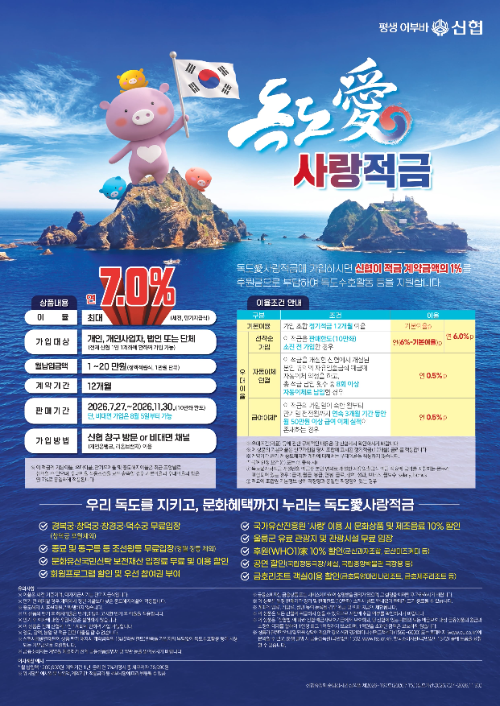 신협, '독도愛사랑적금' 비대면 가입 확대