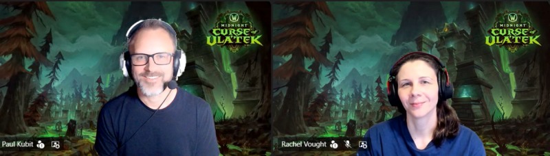 폴 쿠빗(Paul Kubit) 어소시에이트 게임 디렉터와 레이첼 보트(Rachel Vought) 수석 퀘스트 디자이너.