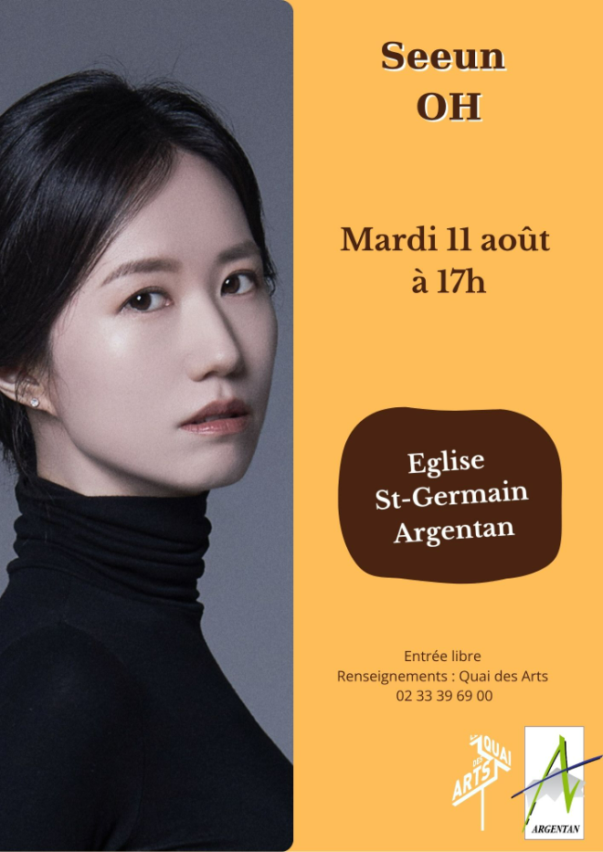 오는 8월 11일(화) 오후 5시, 프랑스 아르장탕(Argentan)에 위치한 생제르맹 성당(Eglise Saint-Germain)에서 열리는 '오세은 오르간 독주회' 포스터. (사진제공=Quai des Arts)