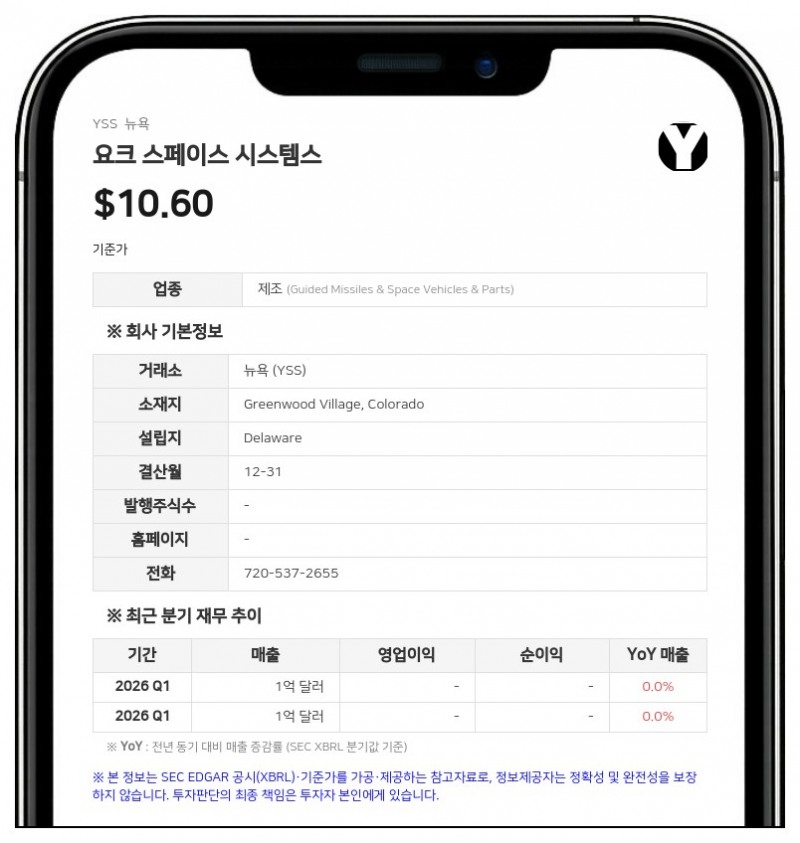 요크 스페이스 시스템스, 2분기 매출 10% 증가한 9254만 달러…연간 가이던스는 하향