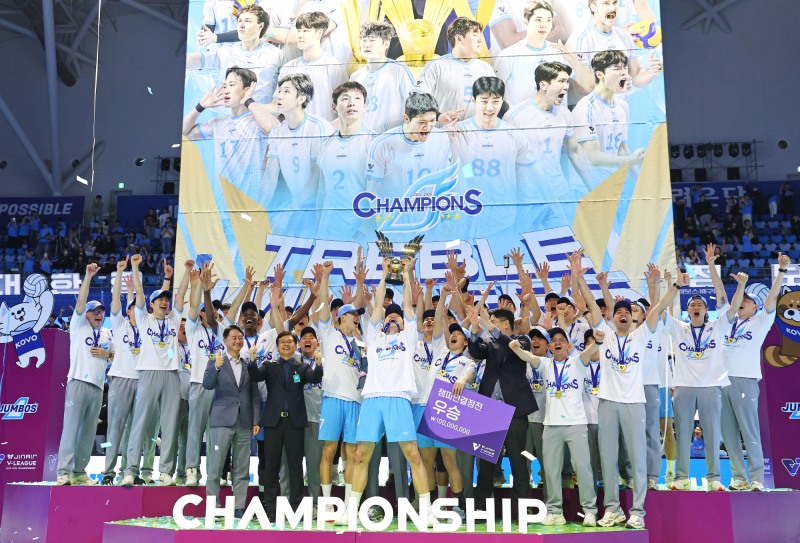 통합 우승 달성한 대한항공. / 사진=연합뉴스