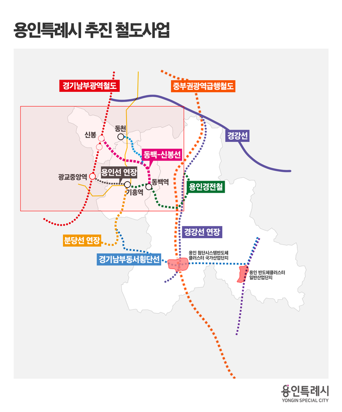 용인특례시 추진 철도사업 노선도 제공=용인시