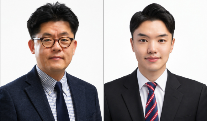 단국대 이용걸 교수(왼쪽)와 김두현 화학공학과 박사과정 수료생. (사진제공=단국대)