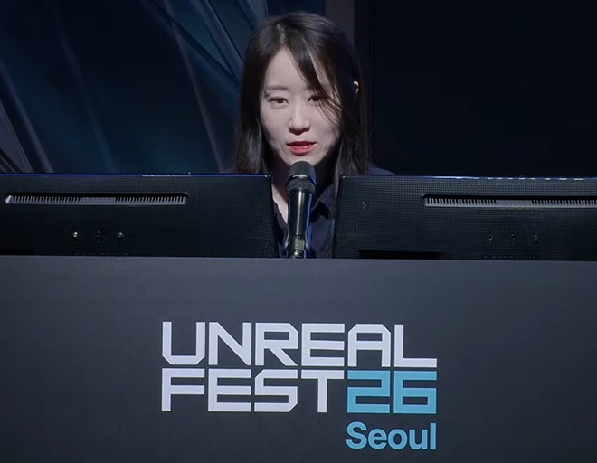 넥슨게임즈 로어볼트스튜디오 목영미 AD가 '우치 더 웨이페어러'의 제작 방향에 대해 설명 중이다. 사진 제공: 넥슨