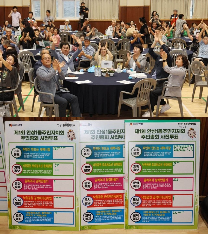 주민총회 현장(상)과 사전투표(하) /안성시